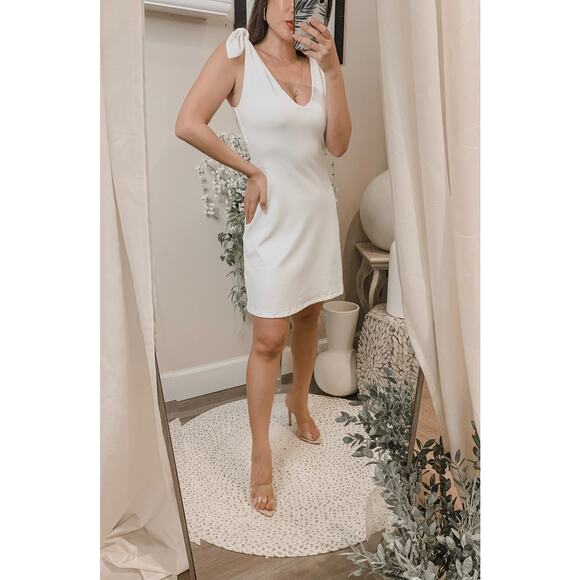 Susana Monaco Tie Shoulder A Line Dress White Sugar Size XS New - Picture 1 of 11